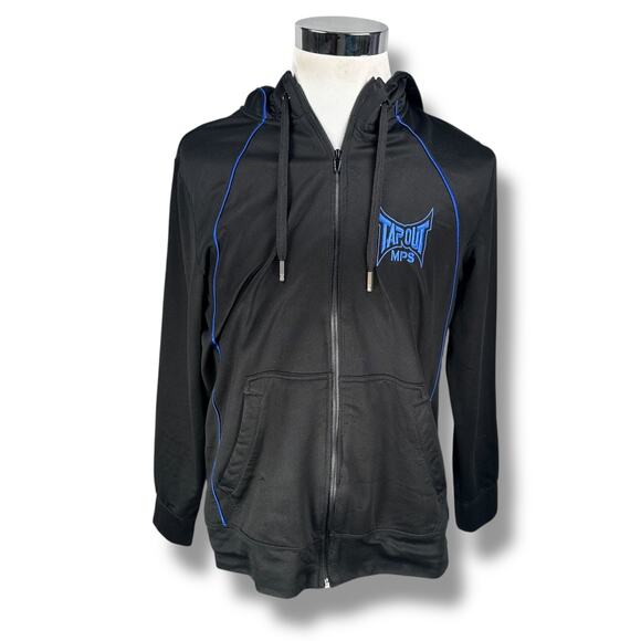 Tapout MPS Hoodie Men’s Medium Black Drawstring Fleece Lined Full Zip Jacket - Picture 1 of 12